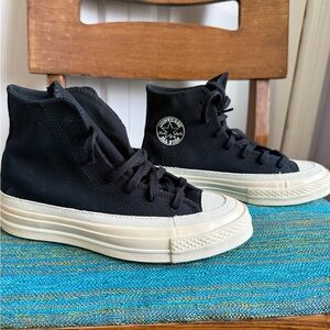 Converse Black High Top Sneakers with Cream Sole